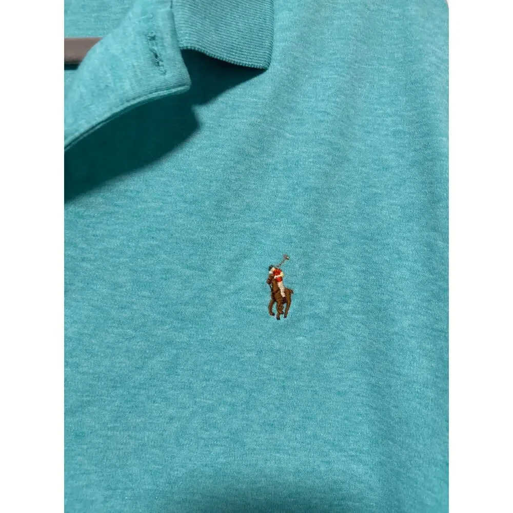 Polo Ralph Lauren Men's Polo Shirt Turquoise Custom Slim Fit Size XL